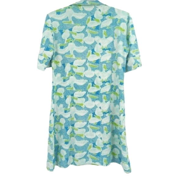 Barbara Gerwit Bird Print Shirt Dress Tropical Beach Vacation Preppy Artsy S - Picture 2 of 9